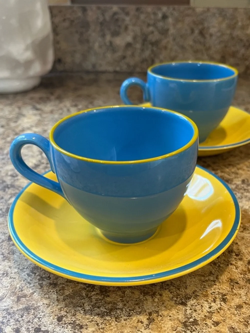 Mayfair Burleigh Bright Blue and Yellow Teacup and Saucer Set - 2pcs England